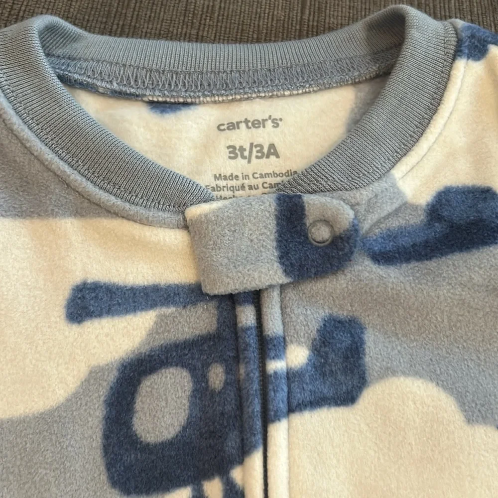 Carters Fleece Footie Pajama Airplanes Helicopters 3T NWT